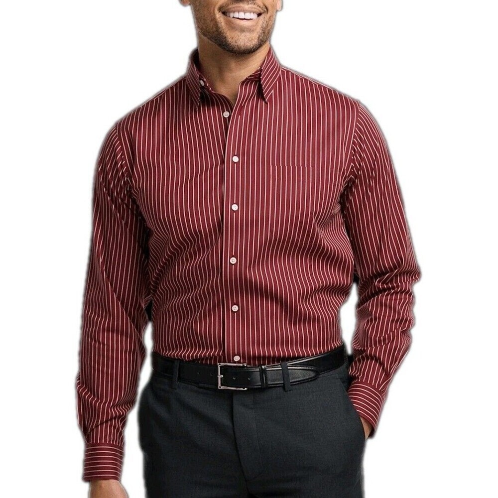 Paul Frederick Non Iron Two Ply Cotton Button Down Shirt Mens 18x35 Classic Fit